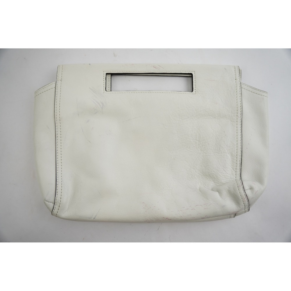 Coach Leather Cutout Handle Clutch Bag Womens White Zipper Pocket Fair - Picture 7 of 12